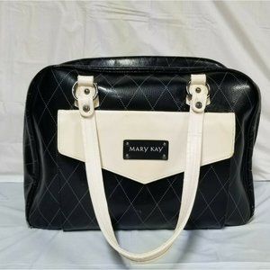 Mary Kay Deluxe Black Beige Consultant Cosmetic Makeup Travel Luggage Tote Bag